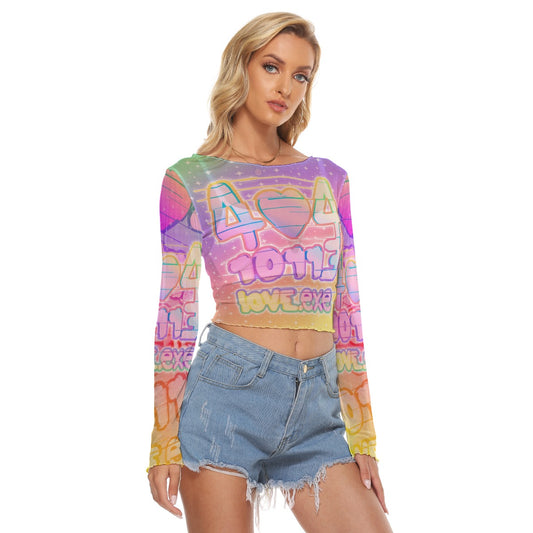 404 Error Love.exe Mesh Long Sleeve Crop Top