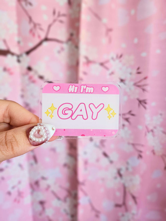 Hi I'm GAY Acrylic Pin