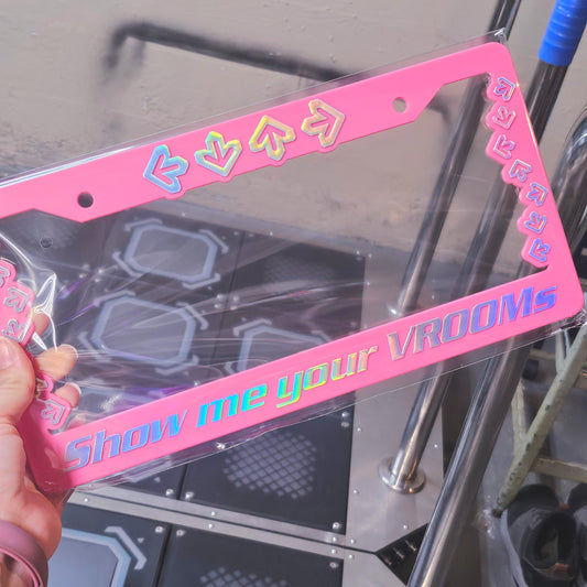 Pink DDR Revolution License Plate Frame